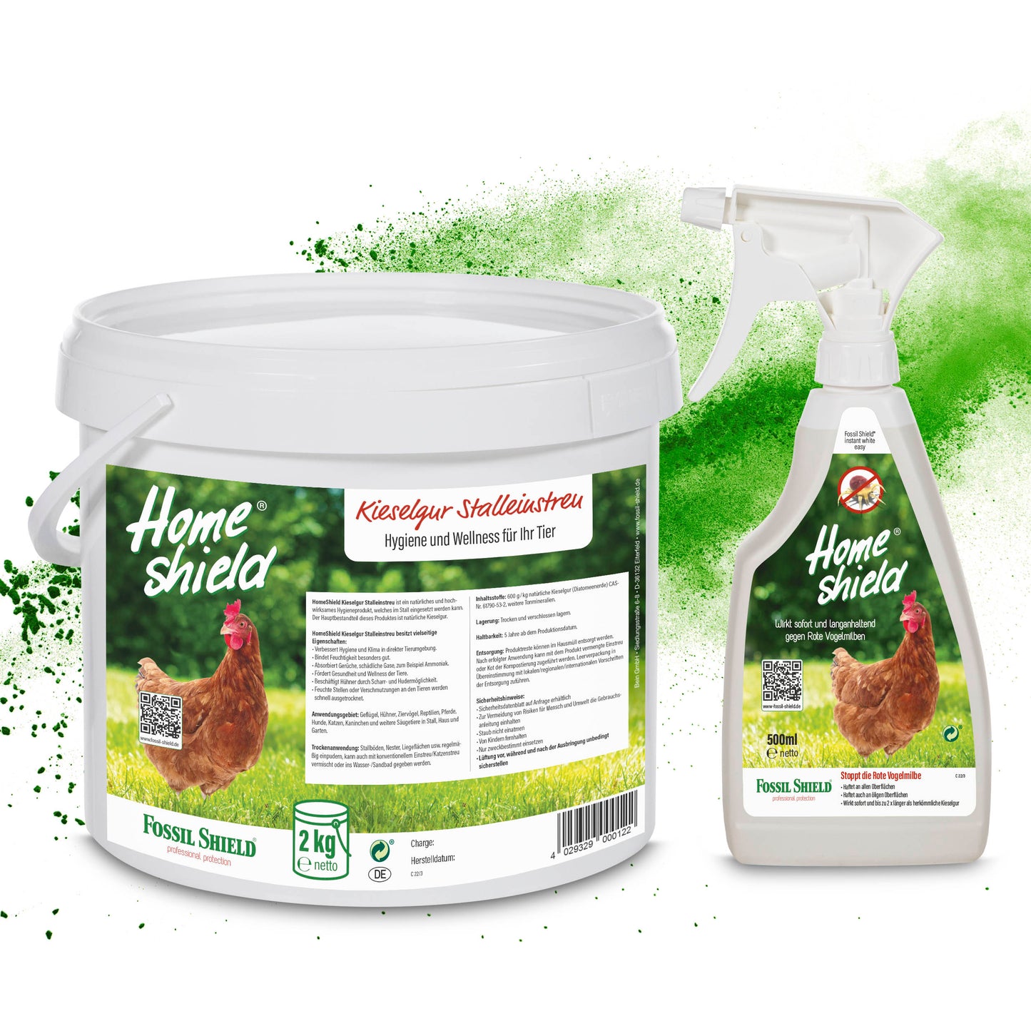 Home Shield® Bundle Triggersprayer 0,5L und 2kg Kieselgur Stalleinstreu im Eimer